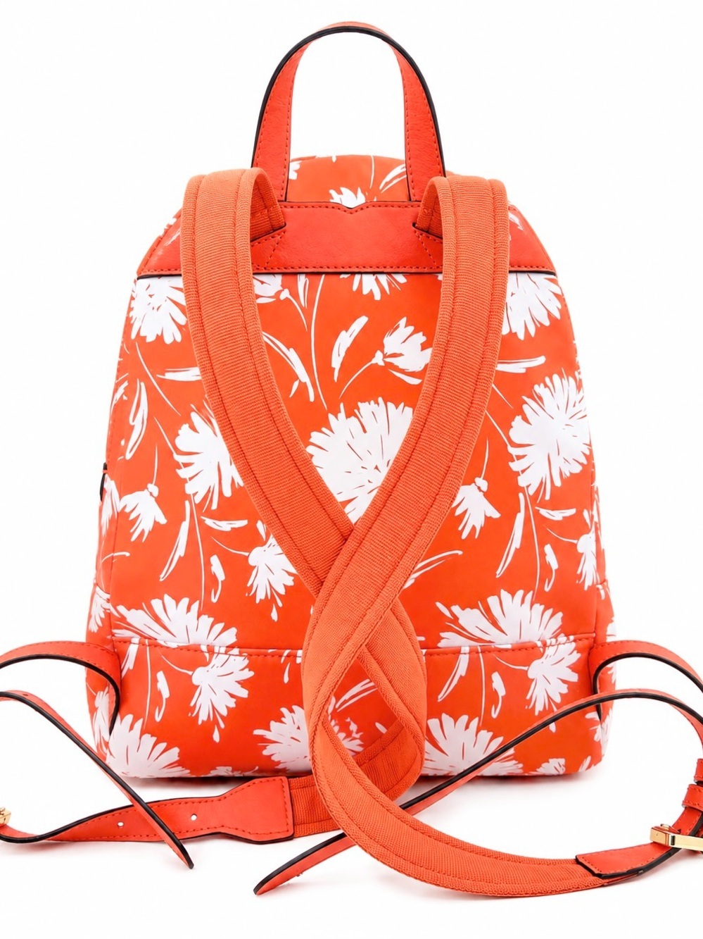 NWOT! Kate Spade Karissa Orange & White Nylon Floral Backpack - Picture 7 of 9